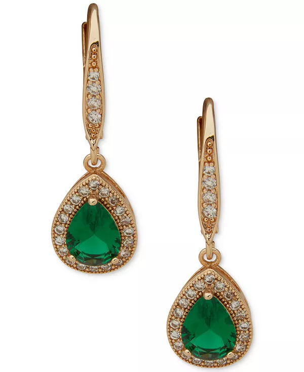 

Серьги-Капельки с золотыми цирконами в форме груши Anne Klein, green