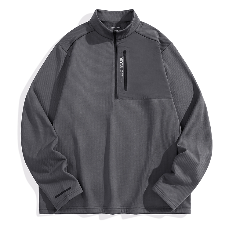 

PEACEBIRD MEN Свитшот мужской темно-серый Stand Collar Moderate Regular