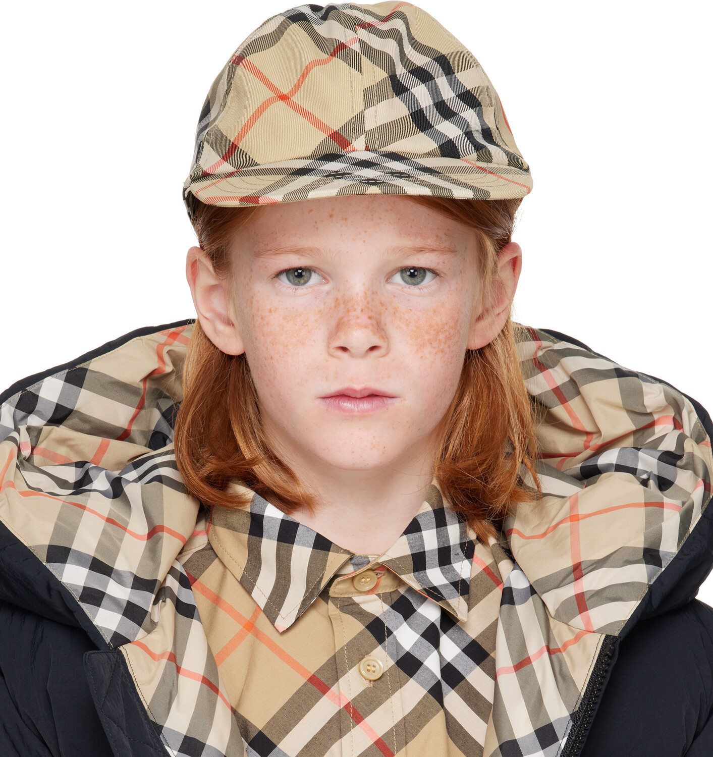 

Бейсболка детская бежевая в клетку Burberry