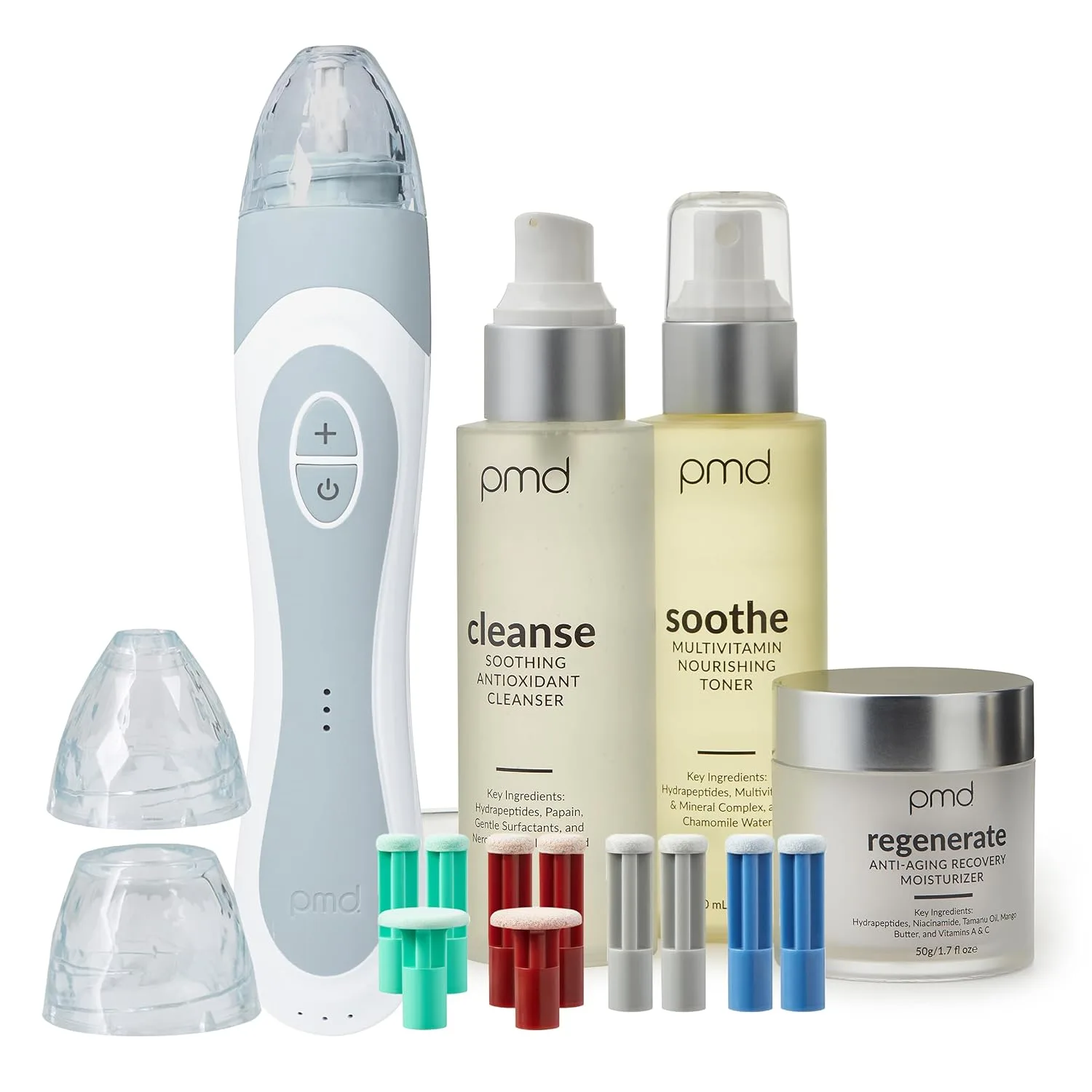 PMD Beauty Personal Microderm Elite Pro - Инструмент для микродермабразии лица и тела для домашнего использования., London Fog Grey + Large Kit