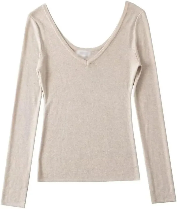 

Женский свитер с V-образным вырезом и длинным рукавом DFWZMQTG