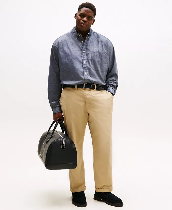 Мужская классическая рубашка свободного кроя Big & Tall Capote из эластичной ткани Tommy Hilfiger, серый — фото 2