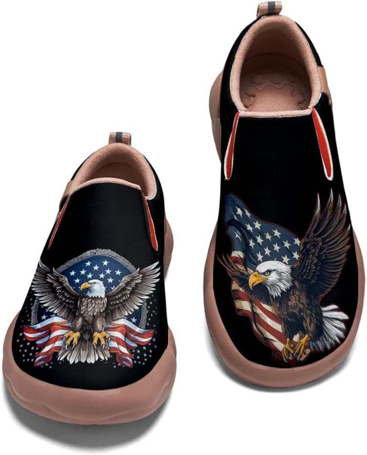 

Мужские туристические туфли слипоны лоферы с рисунком, повседневные кроссовки для ходьбы, подошва с изображением волка Onehorse, Eagle_05