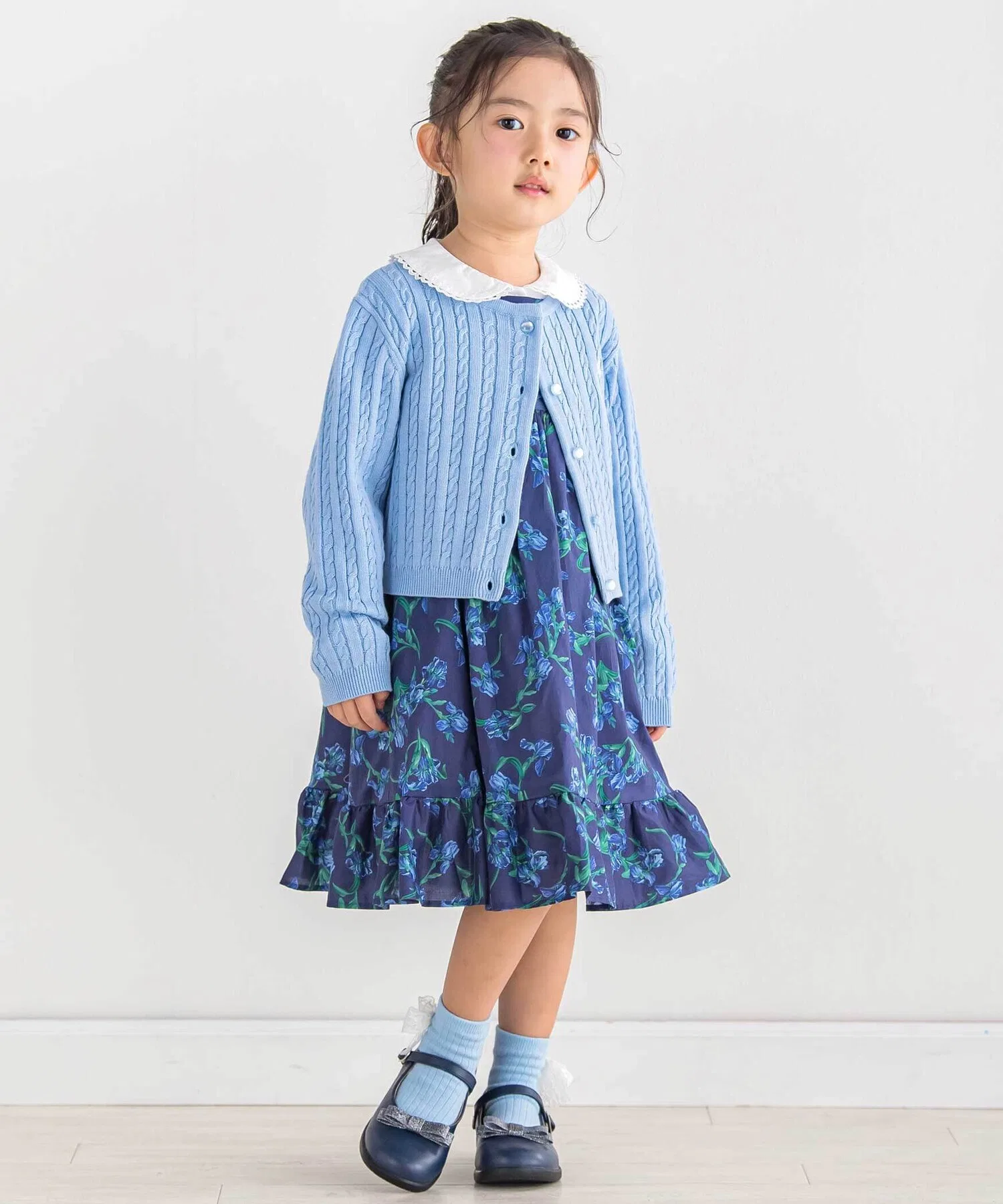 Детское платье с цветочным принтом BeBe French Iris, зелёное — фото 4