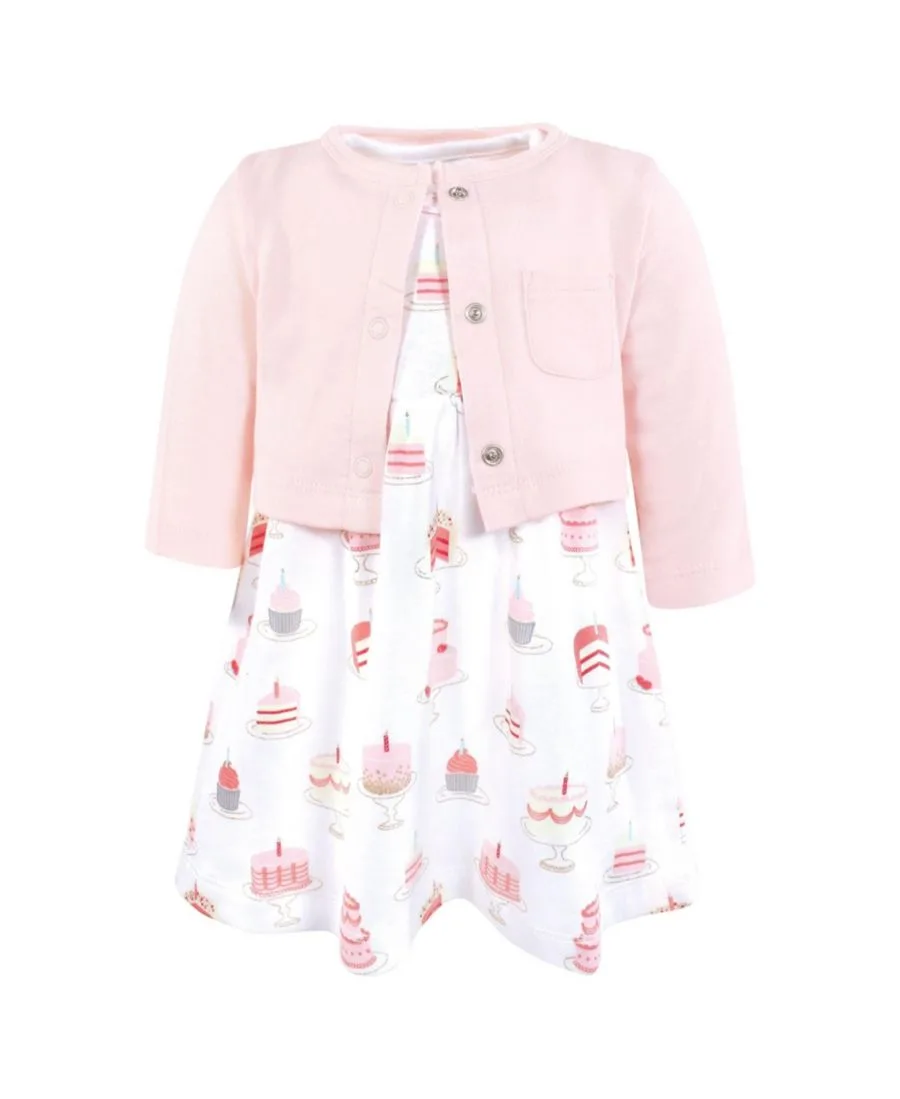 Легкий хлопковый комплект: платье и кардиган Hudson Baby, Birthday Cake