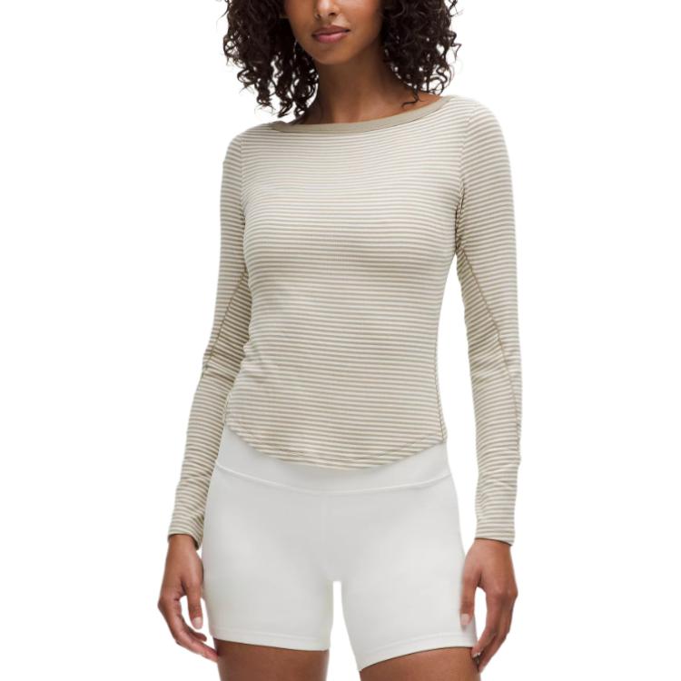 

Lululemon Футболка Hold Tight женская Minute Stripes Light Ivory Transparent Oak