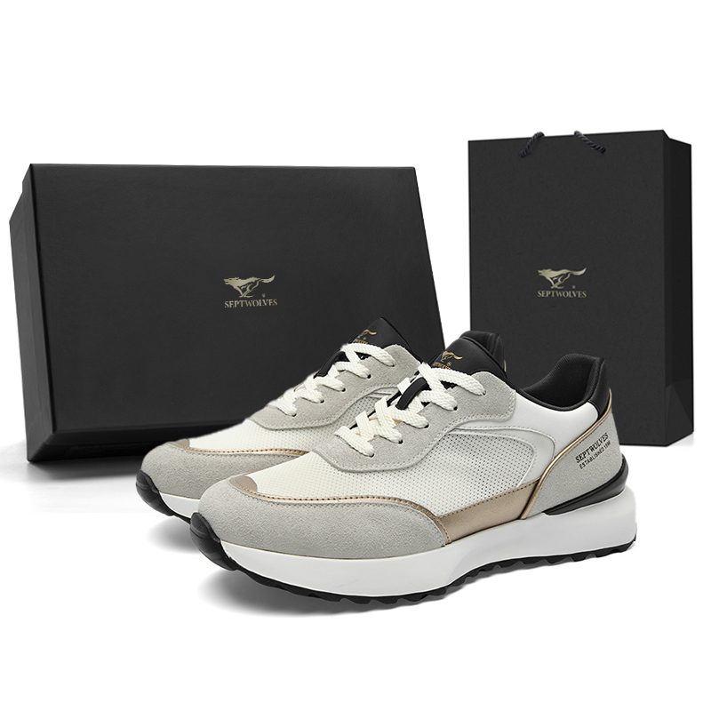 

Низкие повседневные туфли мужские SEPTWOLVES, White Gray (Standard Leather Shoe Size)