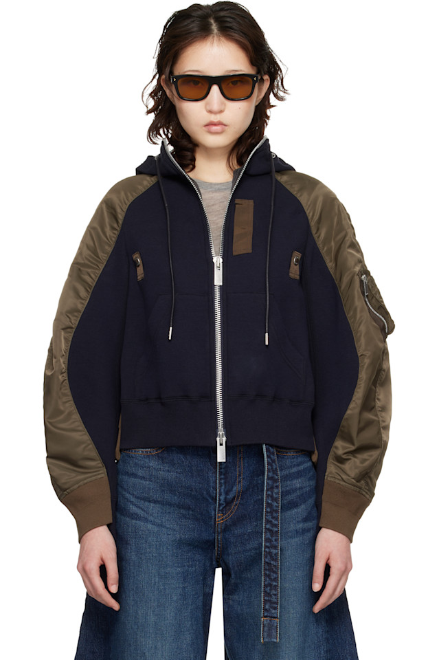 

Sacai Толстовка из войлока цвета сине-хаки