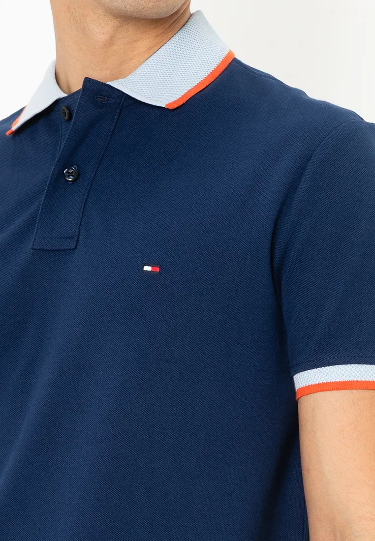 Поло, контрастный воротник и манжеты, Tommy Hilfiger, темно-синий — фото 3