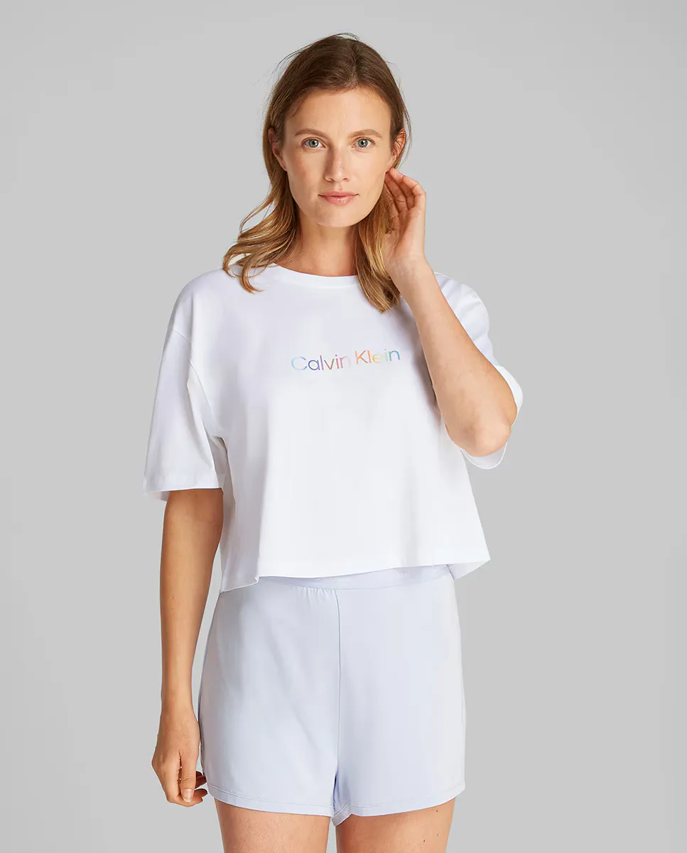 

Укороченная футболка из 100% ХЛОПКА Calvin Klein, белый