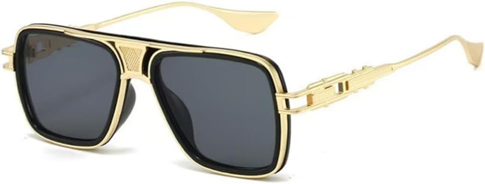 

Роскошные солнцезащитные очки для мужчин в стиле панк, поп-музыка, уличная мода, крутые очки с защитой от УФ-излучения для женщин, металлическая оправа VFDHN, Gold Double Gray