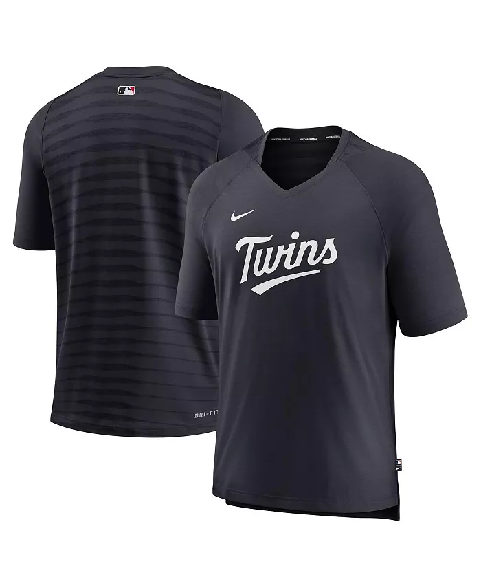 

Мужская футболка Minnesota Twins Authentic Collection Pregame Raglan Performance с V-образным вырезом, цвет: темно-синий Nike