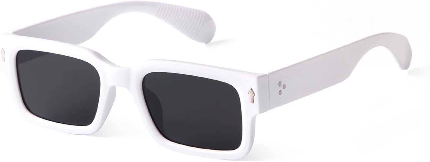 

Солнцезащитные очки для женщин и мужчин, поляризованные, винтажные, ретро, ​​круглые, квадратные, модные, в стиле Y2K, прямоугольные, с защитой от УФ-излучения DQbhzh, White Frame Grey Lens