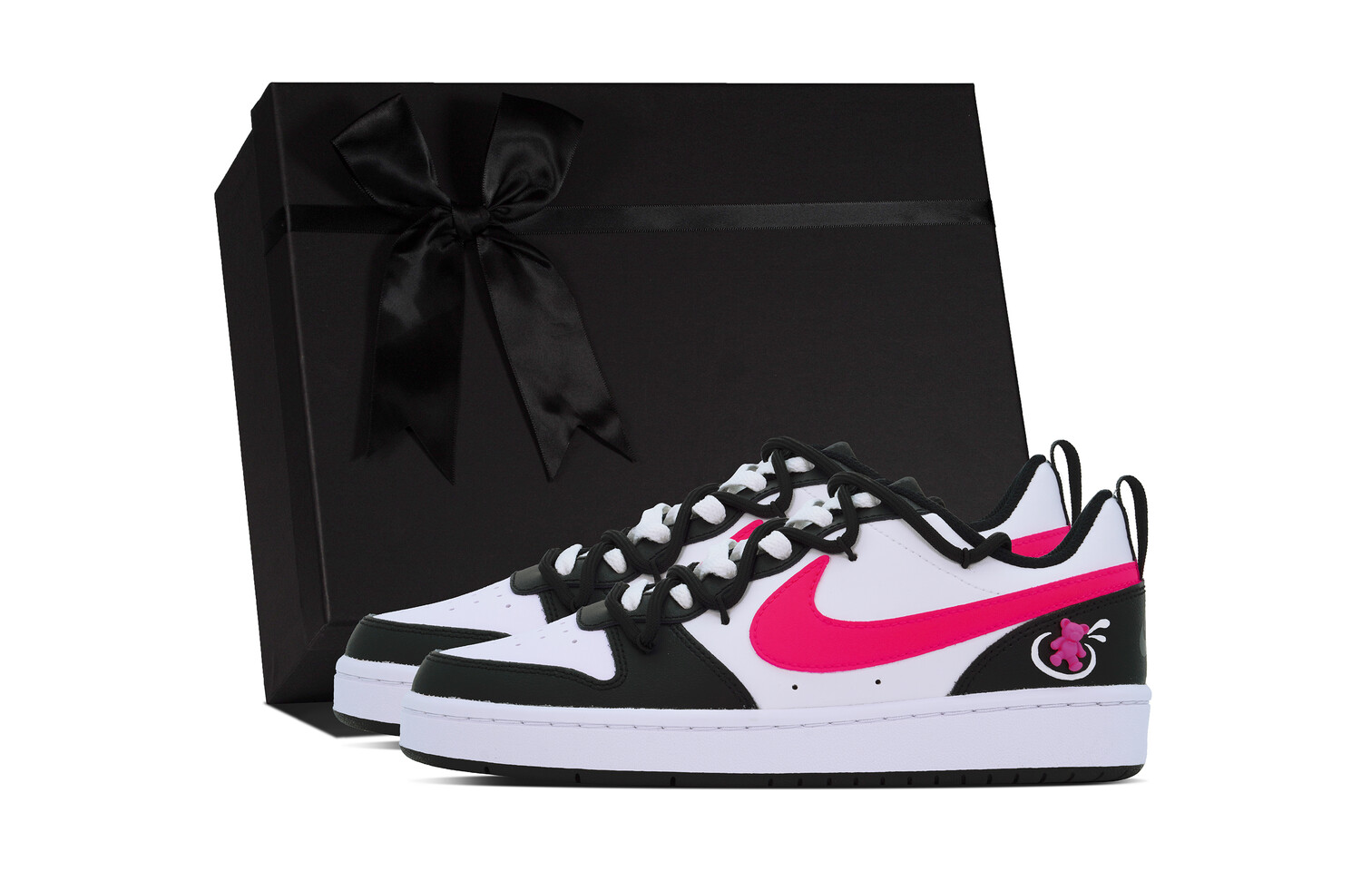 

Кроссовки Nike Court Borough Skateboarding Shoes Women's Low-top Black/Rose/White, черный/фуксия