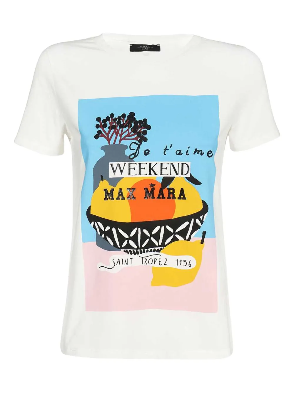 

Футболка из хлопковой смеси с фруктовым принтом Weekend Max Mara, белый
