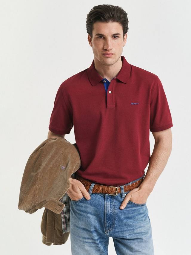 

Хлопковая поло с контрастным логотипом и регланом GANT, Plumped Red