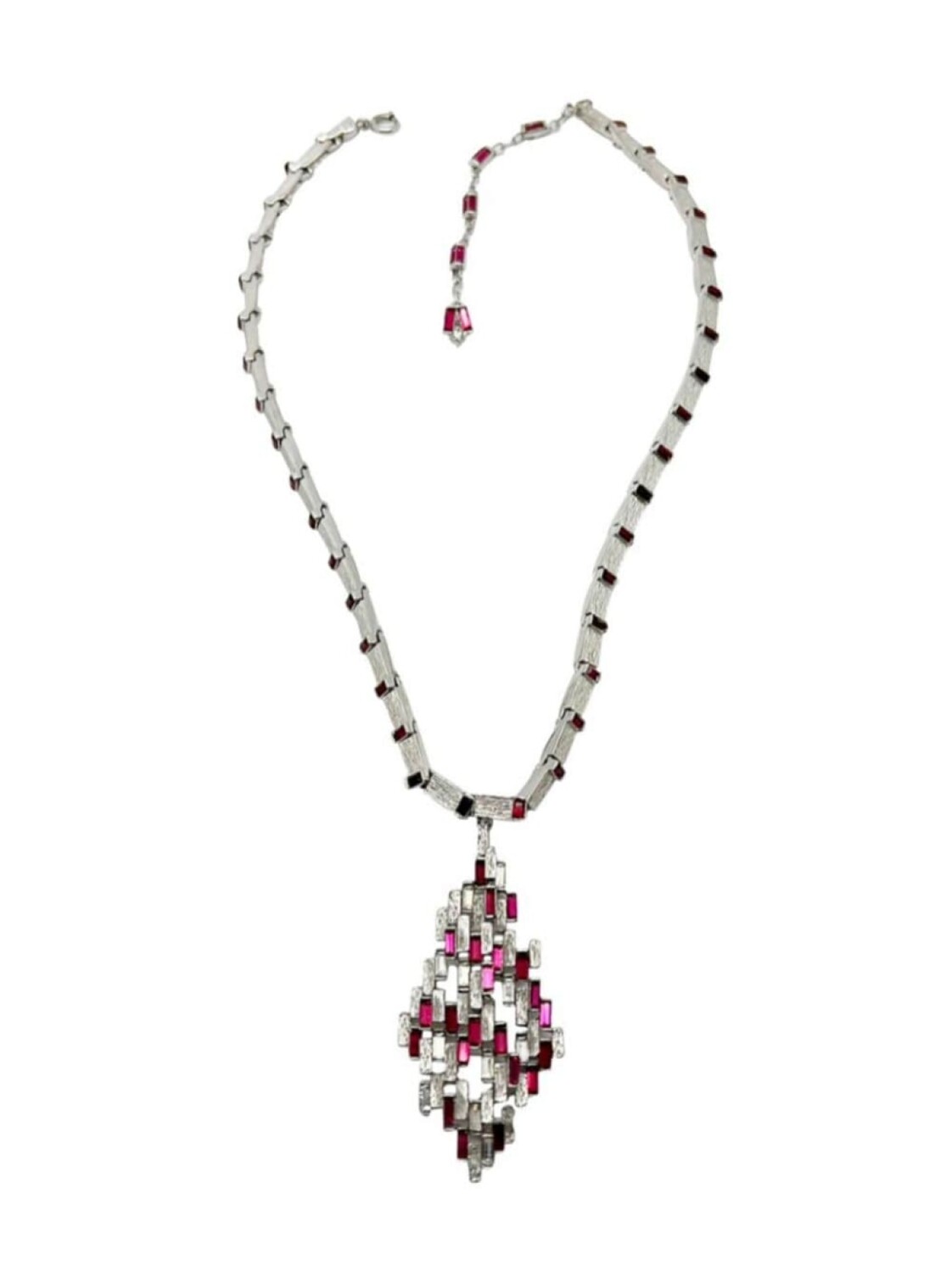 

Винтажное модернистское ожерелье с рубиновым кристаллом 1960-х годов Jennifer Gibson Jewellery, красный