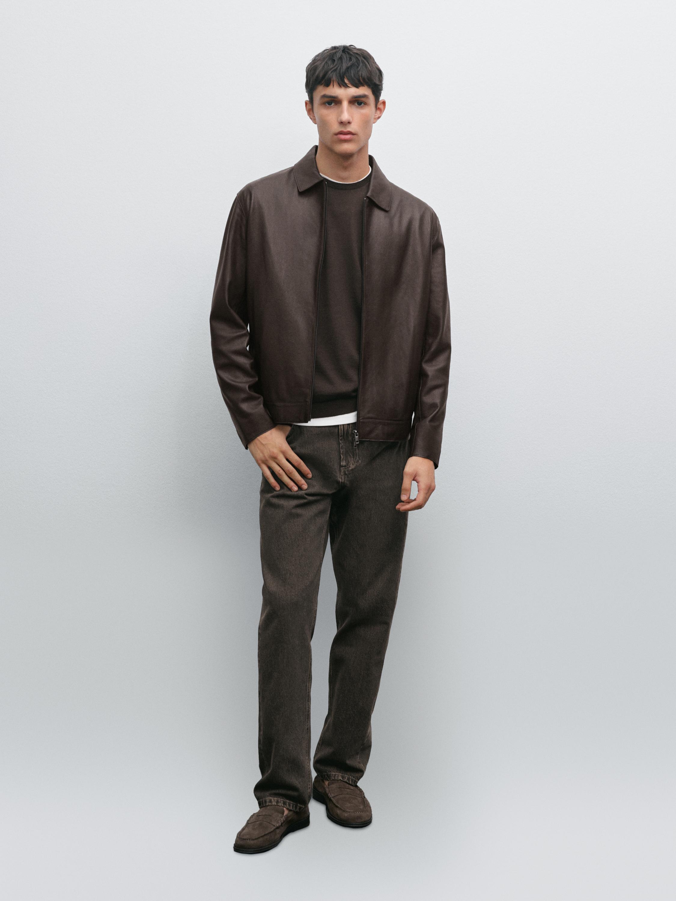 

Куртка из овчины наппа Massimo Dutti, коричневый