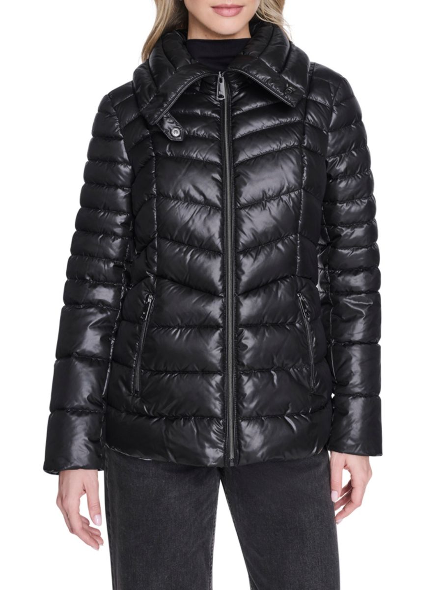 

Стеганая куртка с шевронным узором Kenneth Cole, черный