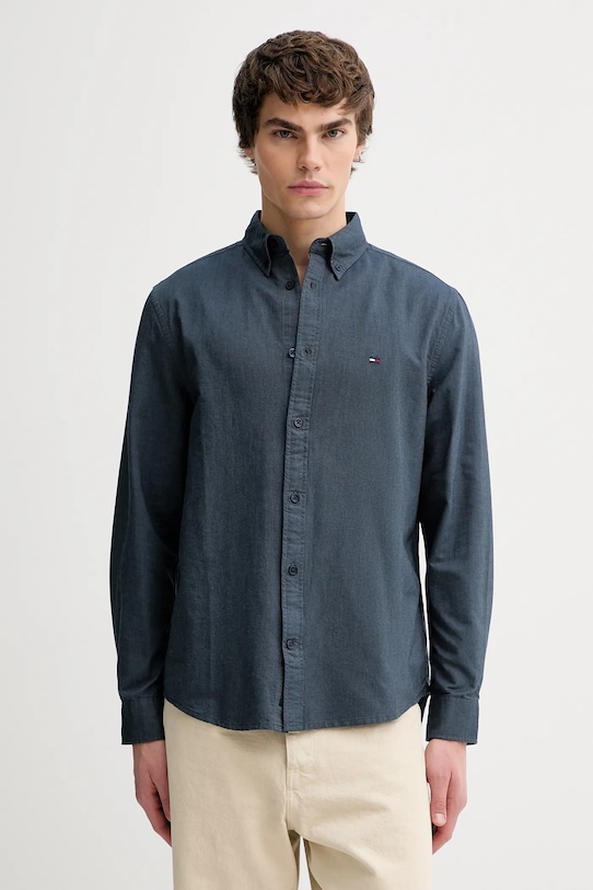 

Хлопковая рубашка Tommy Jeans, темно-синий
