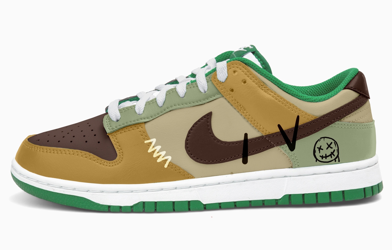 

Nike Мужские низкие скейтбордные кроссовки Dunk, зелено-коричневый