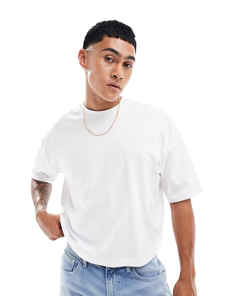 

ASOS DESIGN – черная текстурированная укороченная футболка оверсайз