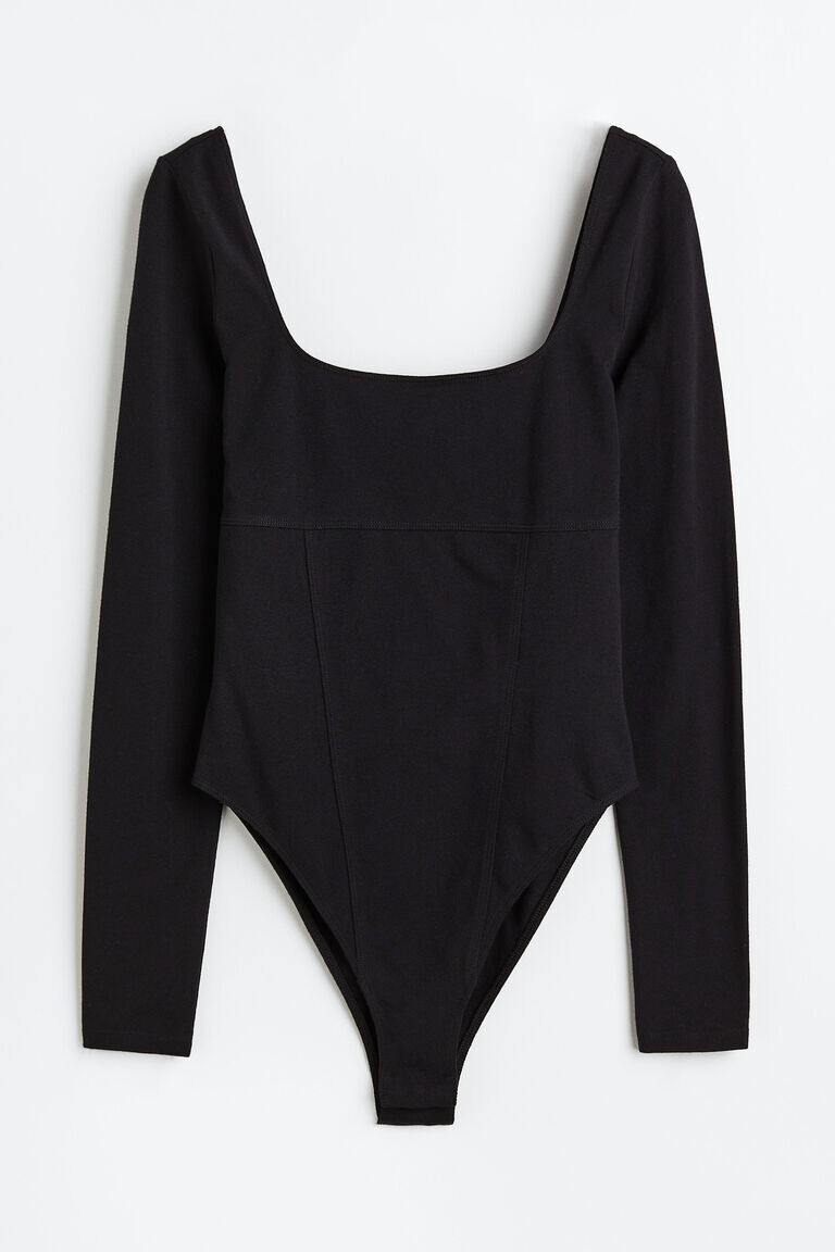 

Боди с длинными рукавами H&M, черный