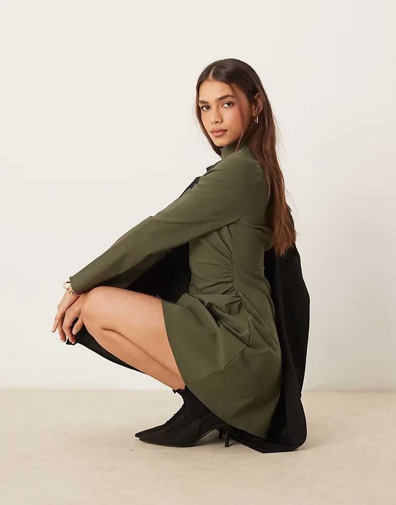 

Мини-платье с высоким воротом цвета хаки ASOS DESIGN
