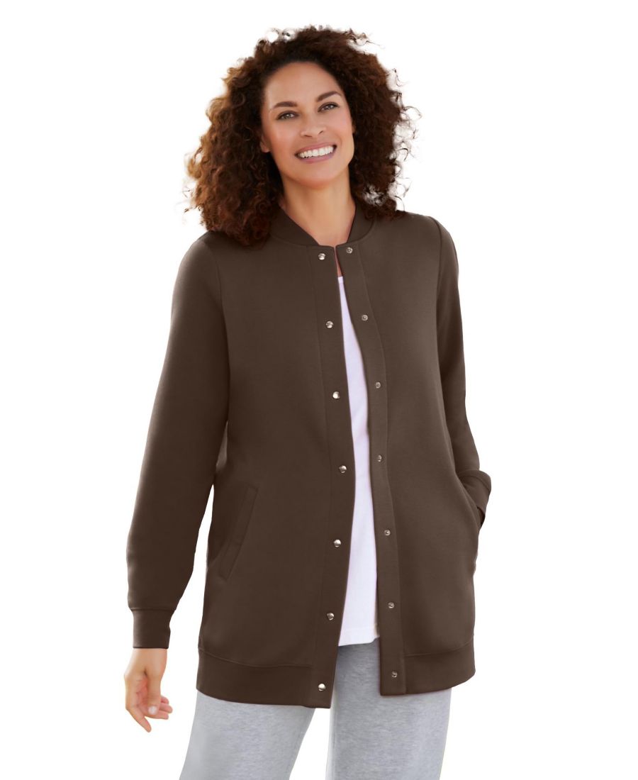 

Бейсбольная куртка из флиса больших размеров Woman Within, Chocolate