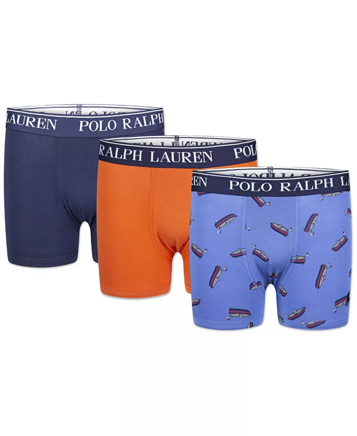 

Боксеры из хлопка с эластаном для мальчиков, 3 шт Polo Ralph Lauren, синий
