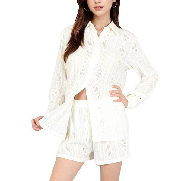 

Женский комплект для отдыха: текстурированная рубашка на пуговицах и шорты Anna-Kaci