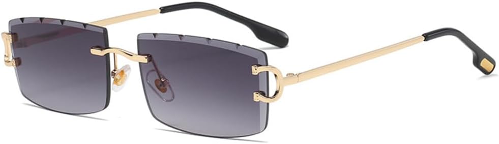 

Маленькие прямоугольные солнцезащитные очки без оправы, мужские, металлические, в стиле ретро, ​​женские, винтажные, для активного отдыха, с защитой от УФ-излучения UV400 MTZJH, C04 Gray