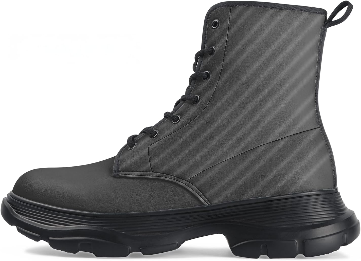 

Кожаные ботинки с текстурой, мужские ботинки в военном стиле из искусственной кожи, городская обувь с едва заметным полосатым узором Generic, темно-серый