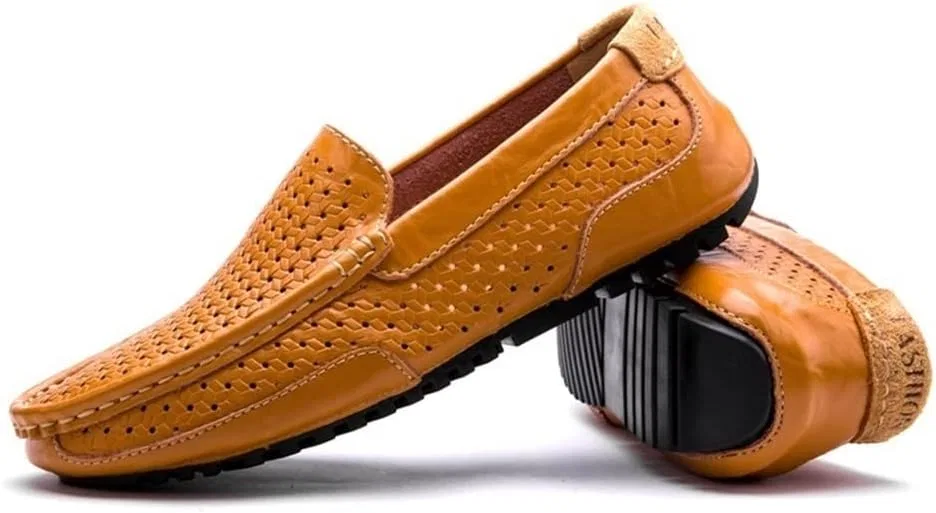 Лоферы кожаные Loafers Shoes Yellow Brown SayfuR — фото 4