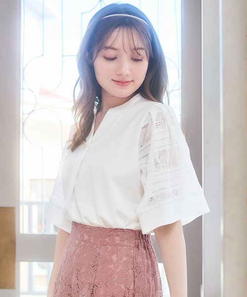 

Топ с кружевными рукавами Alotta, черный