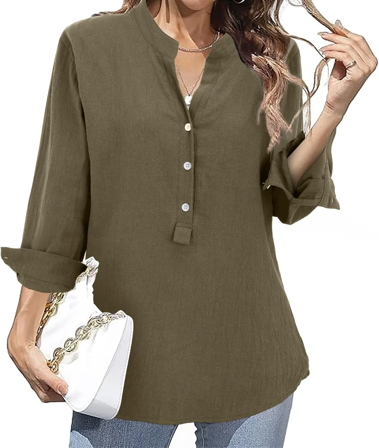 Блуза свободного кроя Button-Down Shirt, светло-синий