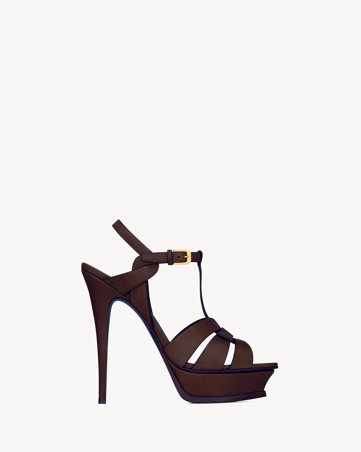 Босоножки на платформе TRIBUTE из гладкой кожи SAINT LAURENT, бежевый