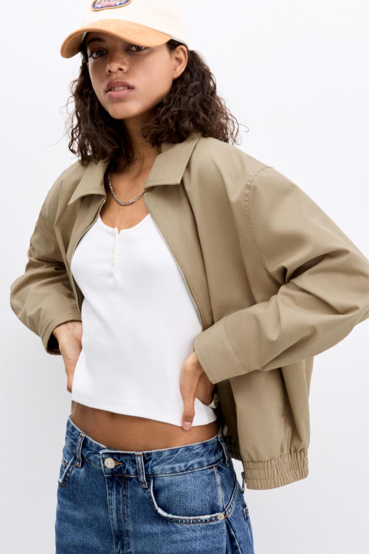 

Классическая куртка-бомбер Pull And Bear, бежевый