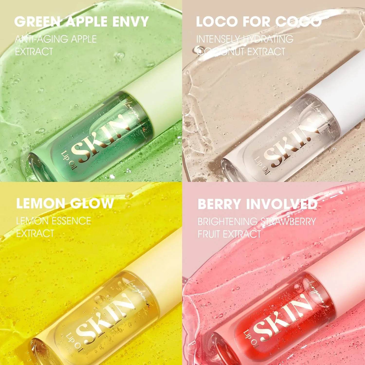 Блеск для губ Lip Plumper Gloss Slip Oil, Crystal Clear Lip Lotion, Beauty Searcher, набор A, прозрачный — фото 3