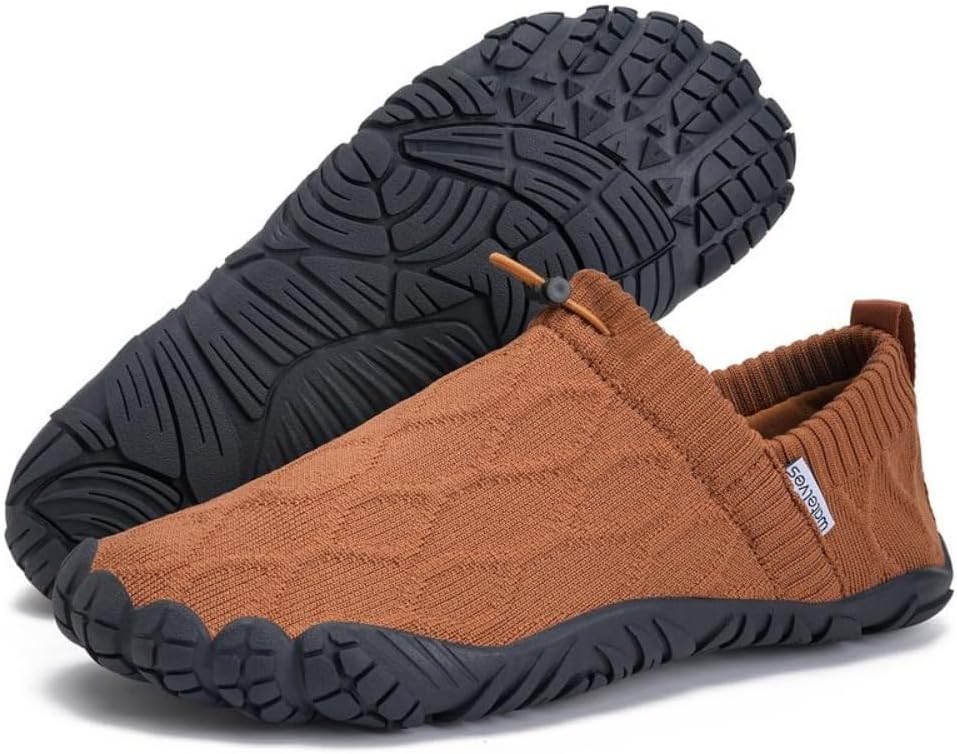 

Мужские минималистичные удобные кроссовки для ходьбы, для воды, пляжа, бега на открытом воздухе, спортивные кроссовки без шнурков, легкие, дышащие, сетчатые, с массивной подошвой, для спортзала и бега Geerta, коричневый