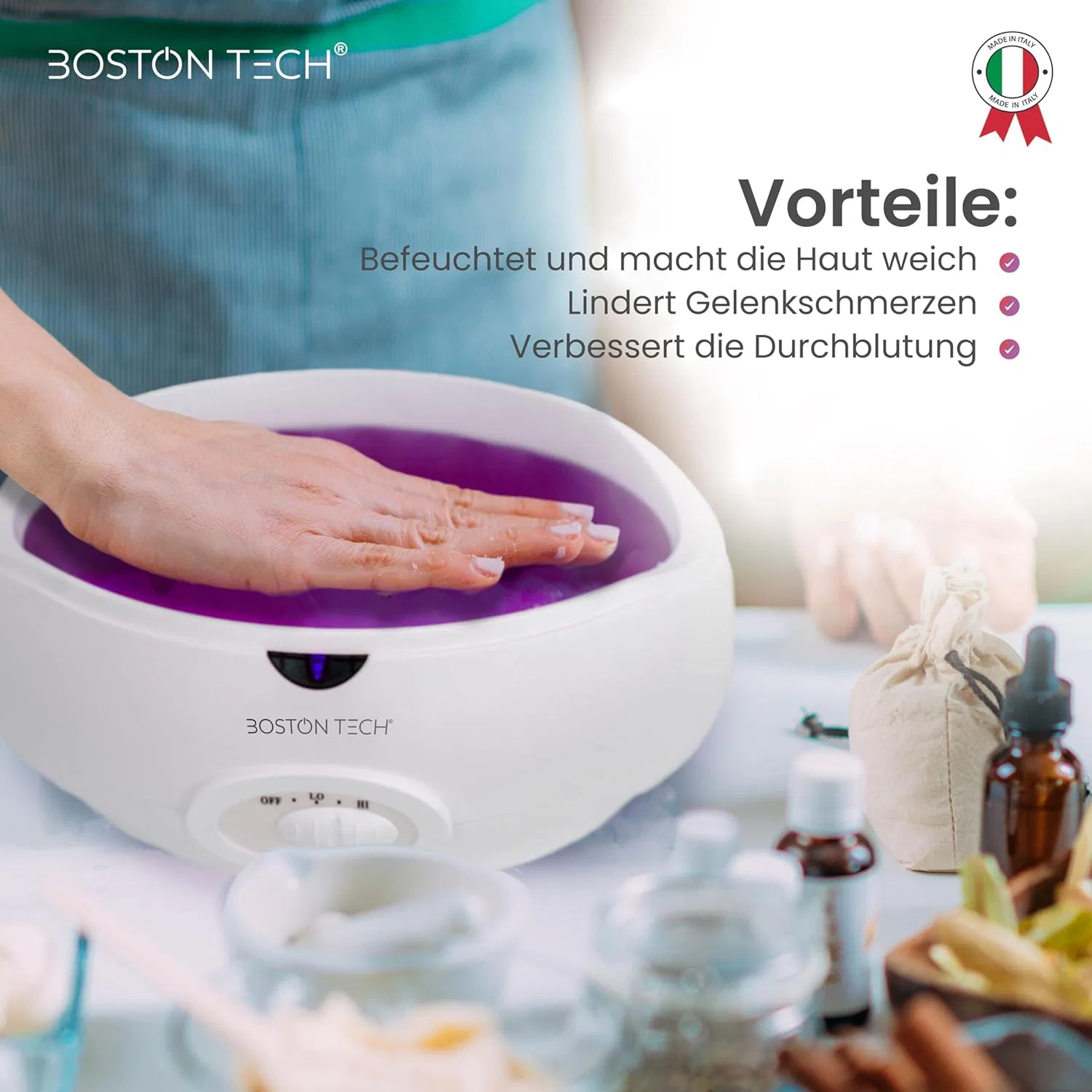 Парафиновый воск для рук и ног «Boston Tech» 2 блока по 450 г ‎Boston Tech, Pink — фото 4