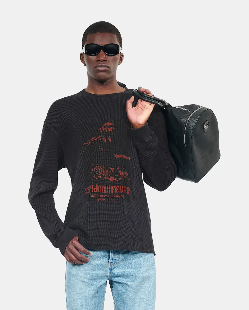 

Черный мужской свитшот с трафаретной печатью The Kooples, чёрный