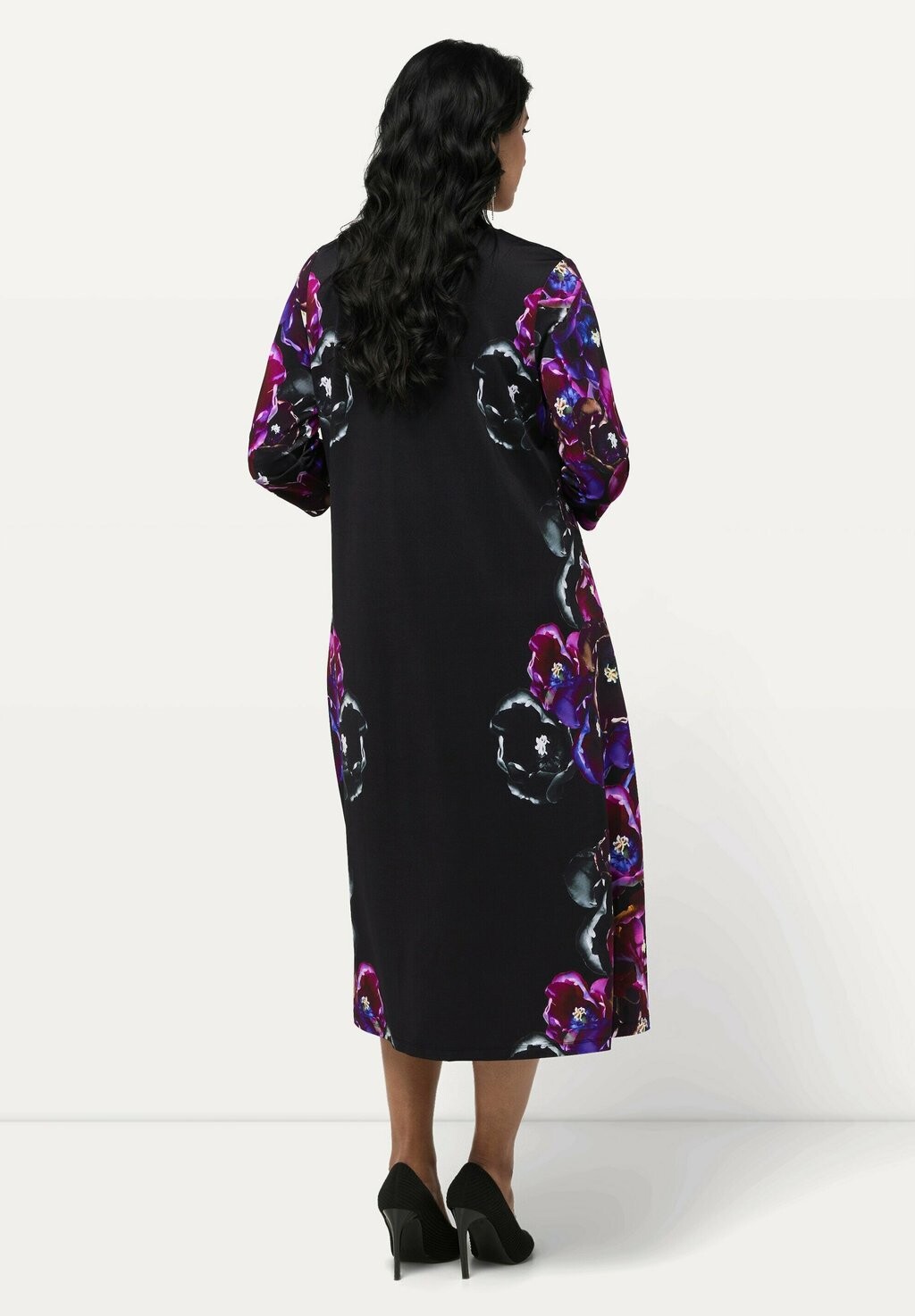

Платье из джерси FLORAL MOTIF 3/4 SLEEVE SLINKY Ulla Popken, черный