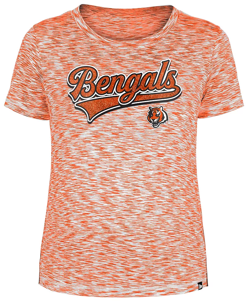 

Женская блестящая оранжевая футболка New Era Cincinnati Bengals Space-Dye