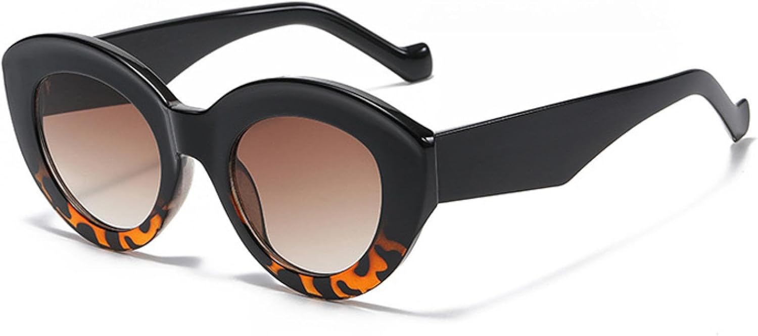 

Популярные модные большие солнцезащитные очки «кошачий глаз» для женщин, ретро-очки с леопардовым принтом, солнцезащитные очки UV400 для мужчин, овальные очки VVTWSSW, Black Leopard Tea