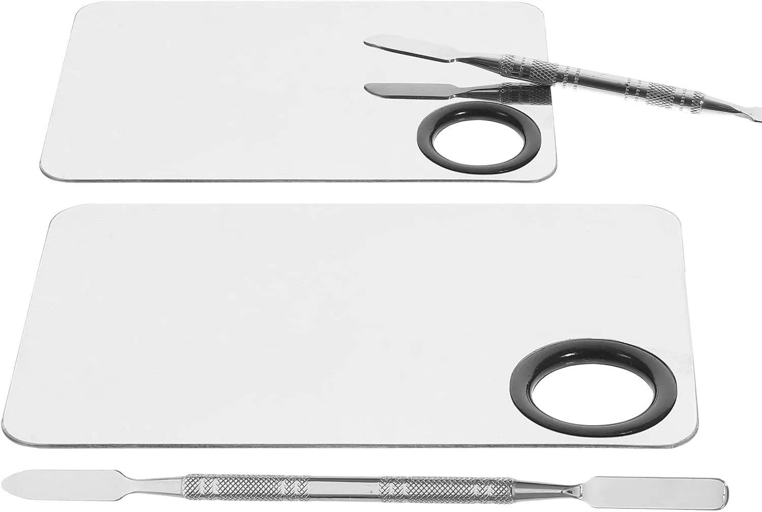 Палитра для смешивания цветов Stainless Steel SILENRADAWN, 2 пластины + 2 шпателя, серебристый