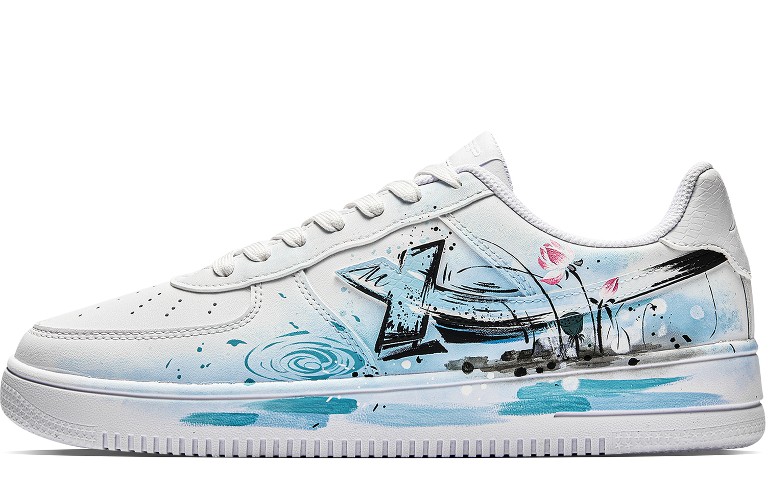 

XTEP Мужские кроссовки Air Force One Slip Resistant Shock Absorbers Low Top Skateboard Shoes Water Wave Blue