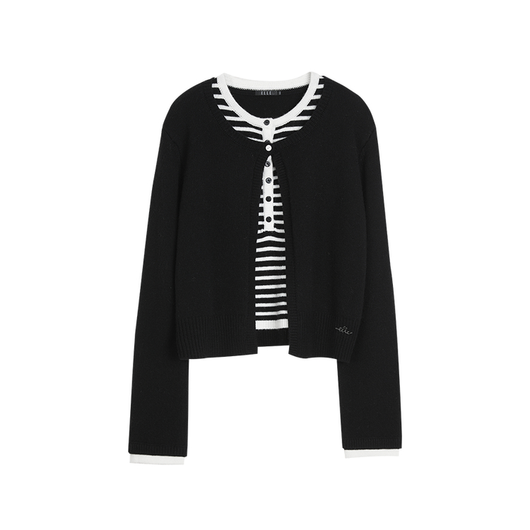 

ELLE Свитер женский черный с круглым вырезом тонкий