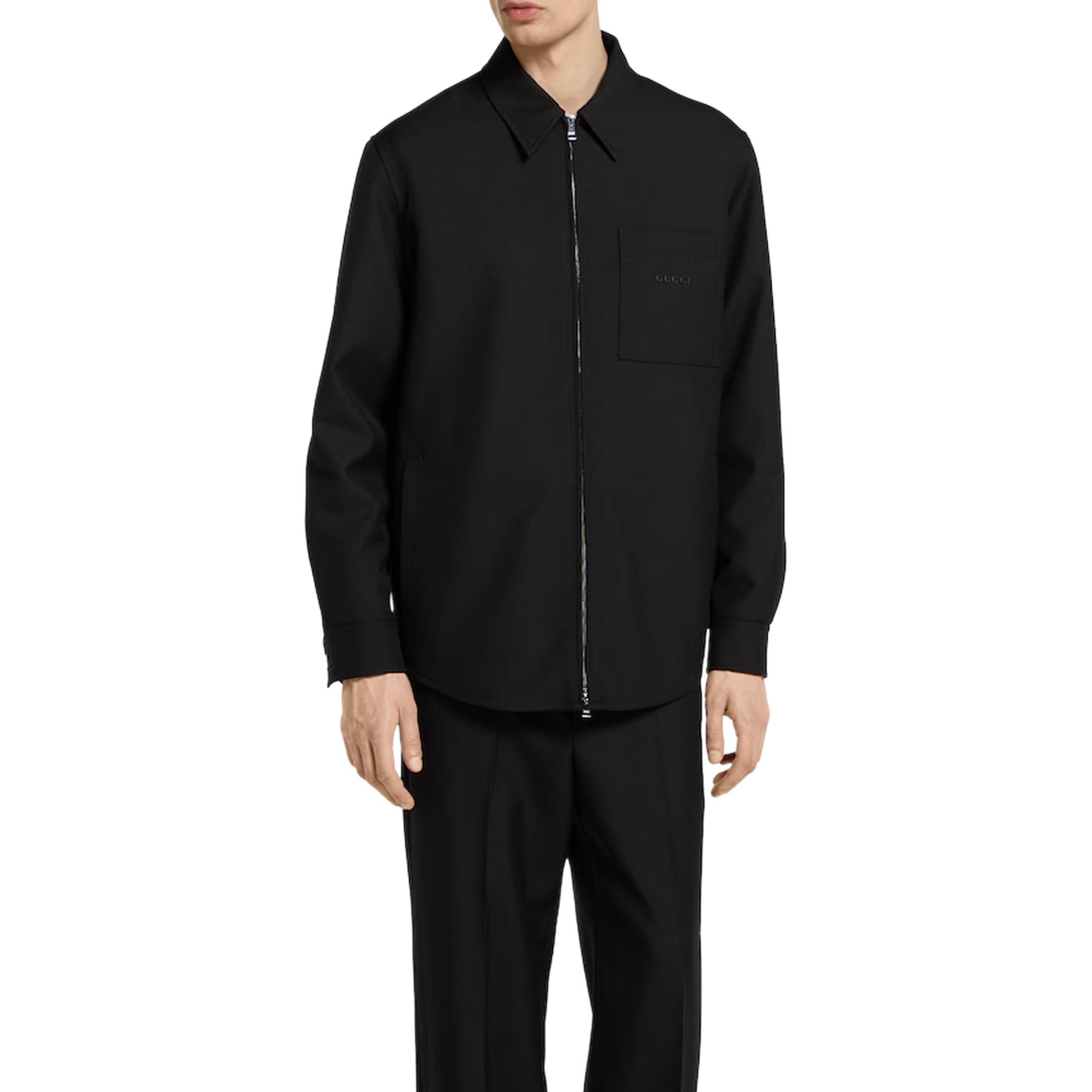 Рубашка Gucci шерстяная твилловая застёгивающаяся, Black — фото 4