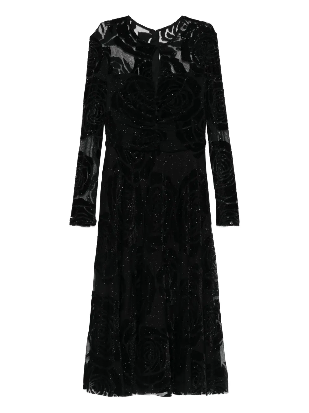 

Платье миди с длинными рукавами и принтом Nissa, черный